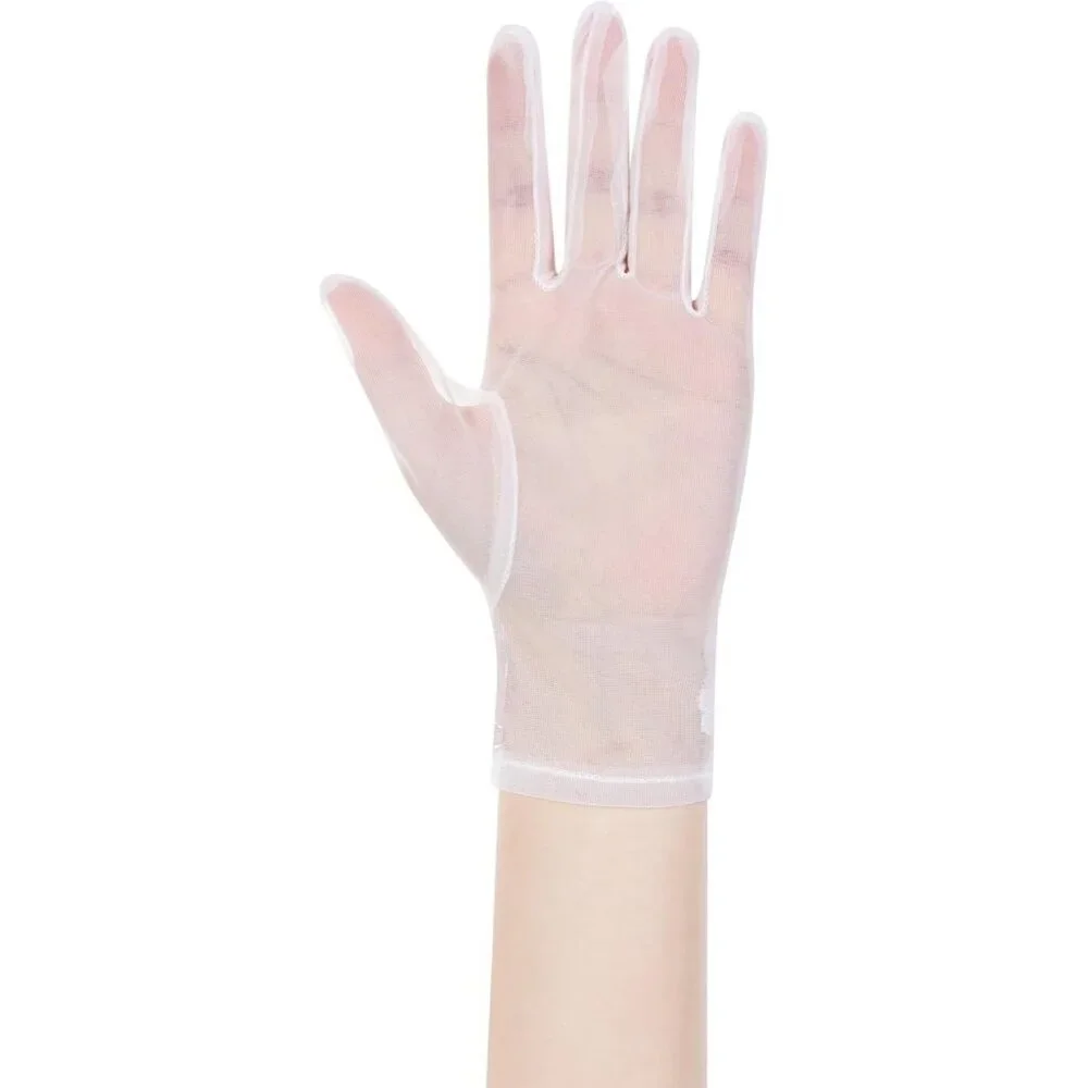 Women's Lvory 09 Floral Short Length Lace Tulle Mesh Wrist Wedding Party Gloves